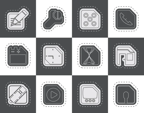 Symbole für Mobiltelefon, Computer und Internet — Stockvektor