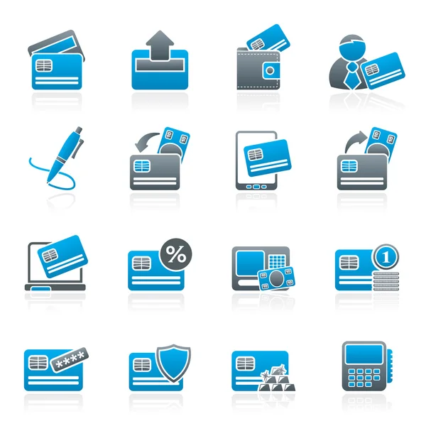 Credit card, pos terminal en ATM-pictogrammen — Stockvector