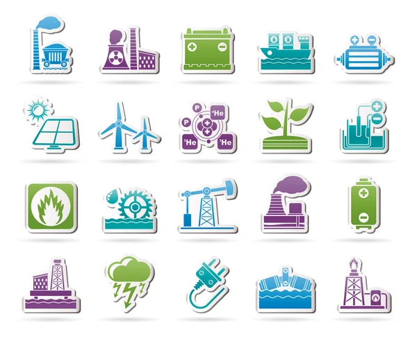 Iconos de electricidad y fuente de energía — Vector de stock