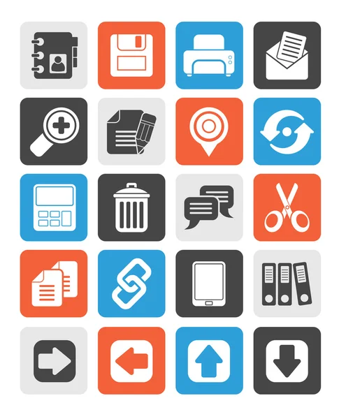 Silhouette internet Interface Icons — Stock Vector