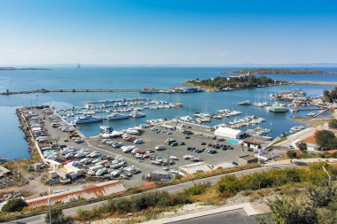 Panoramic view of port and boots, Sozopol