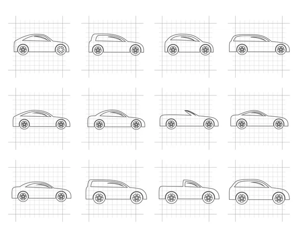 Diversi tipi di auto icone — Vettoriale Stock