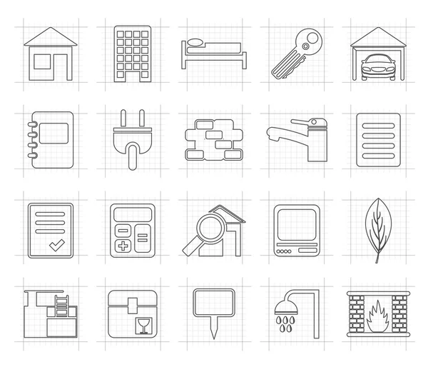 房地产和建筑图标 — 图库矢量图片