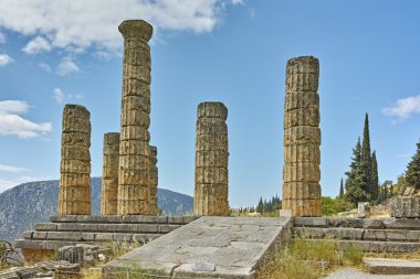 Antik Yunan arkeolojik Delphi Apollon Tapınağı