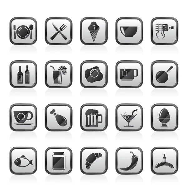 Iconos de comida, bebida y restaurante — Archivo Imágenes Vectoriales
