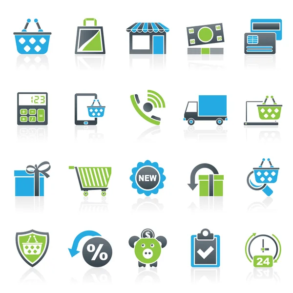 Online-Shop und E-Commerce-Symbole — Stockvektor