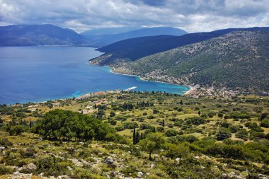 Agia EFIMIA şehir, Kefalonia, oniki adalar manzarasına