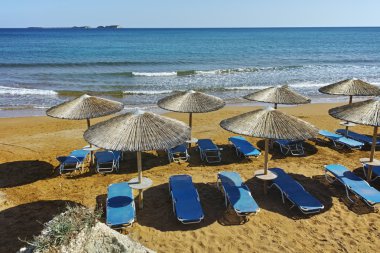 Xi Beach, plaj Kefalonia, Ionian Islands içinde kırmızı kum ile şaşırtıcı görünümü