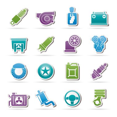 Araba parçası ve Hizmetleri simgeler - vektör Icon set