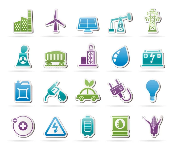 Energía, energía y electricidad Iconos de la fuente — Vector de stock