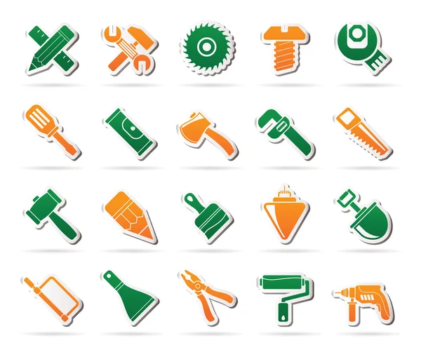 Herramientas de construcción objetos iconos — Vector de stock