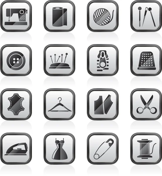 Matériel de couture et objets icônes — Image vectorielle