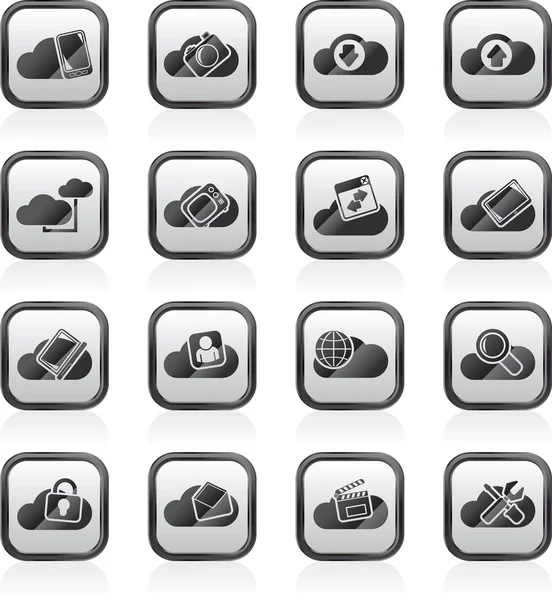 Cloud services and objects icons — Stock Vector