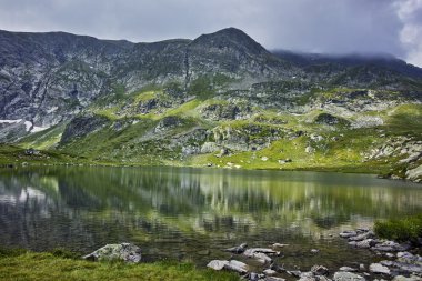Clouds in Rila Mountain and The Twin lake, The Seven Rila Lakes clipart
