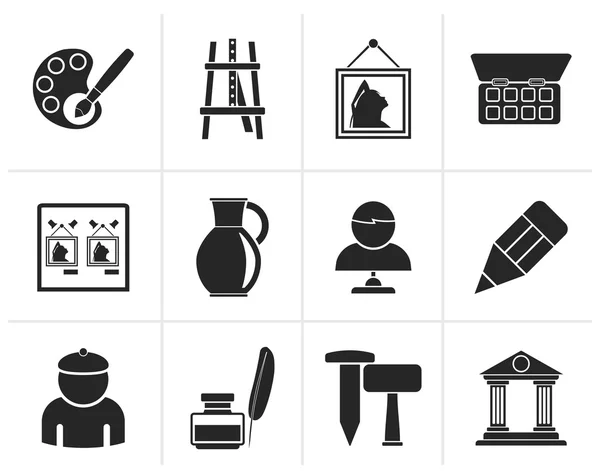 Black Fine art objects icons — Stock Vector
