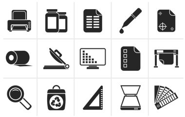 Siyah ticari yazdırma simgeler