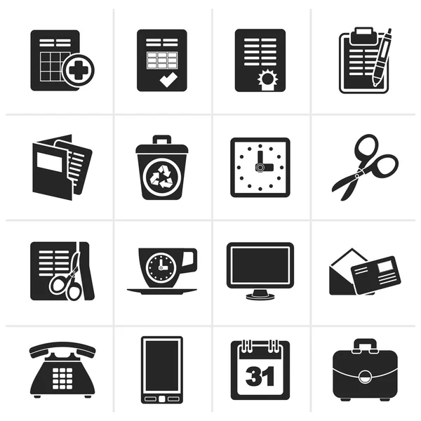 Black Business and office tools icons — Stock Vector
