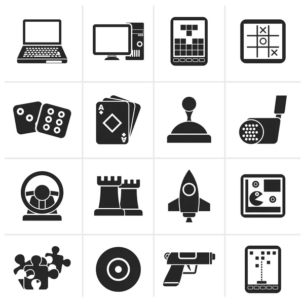 Gry komputerowe czarne narzędzi i ikony — Wektor stockowy
