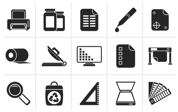 Black Commercial print icons — Stock Vector