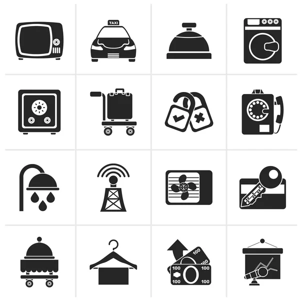 Hotel and motel room facilities icons — Stock Vector