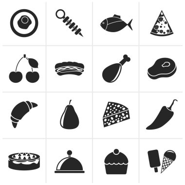 Gıda simgeler siyah farklı tür