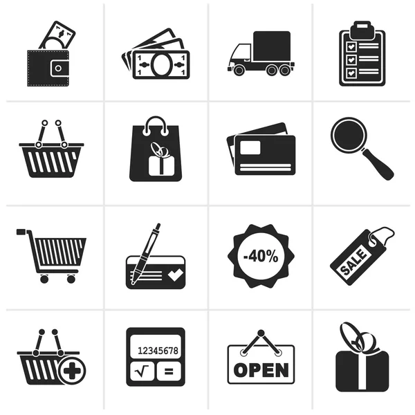 Black Shopping and website icons — Stock Vector