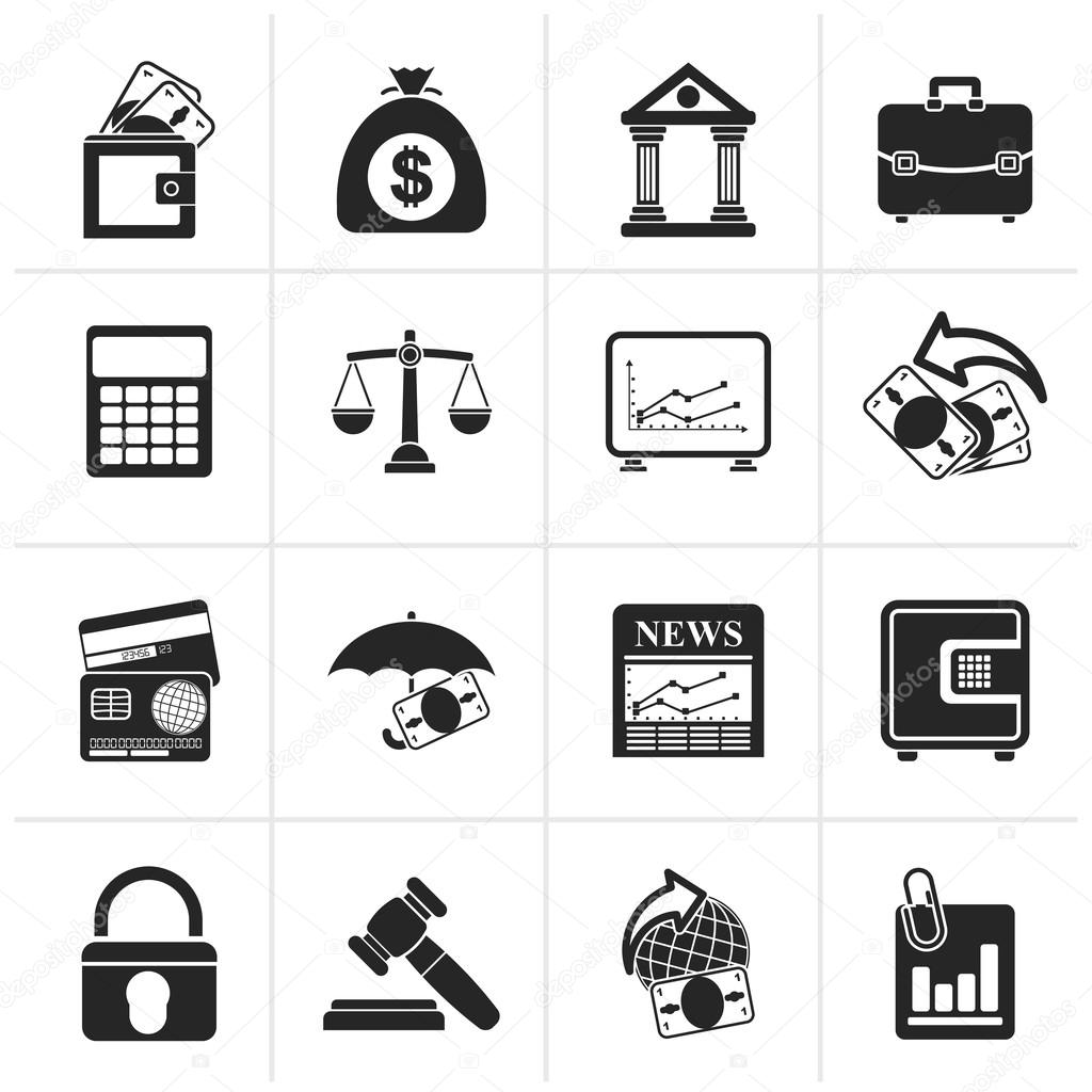 Black Business, finance and bank icons