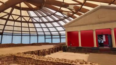 NIS, SERBIA - SEPTEMBER 21, 2025: Panorama of Ruins of The Villa of emperor Constantine at Archaeological area of Mediana in city of Nis, Serbia