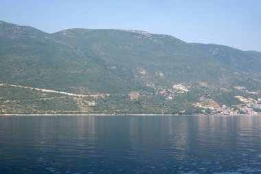 Lefkada, İyon Adaları, Yunanistan 'ın kıyı şeridinin inanılmaz panoramik manzarası