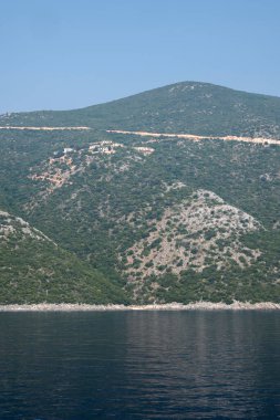 Lefkada, İyon Adaları, Yunanistan 'ın kıyı şeridinin inanılmaz panoramik manzarası