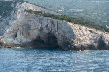 Lefkada, İyon Adaları, Yunanistan 'ın kıyı şeridinin inanılmaz panoramik manzarası