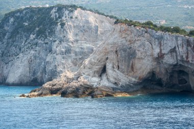 Lefkada, İyon Adaları, Yunanistan 'ın kıyı şeridinin inanılmaz panoramik manzarası
