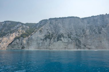 Lefkada, İyon Adaları, Yunanistan 'ın kıyı şeridinin inanılmaz panoramik manzarası