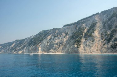 Lefkada, İyon Adaları, Yunanistan 'ın kıyı şeridinin inanılmaz panoramik manzarası