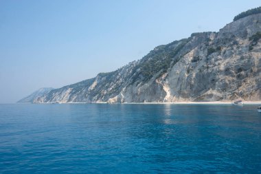 Lefkada, İyon Adaları, Yunanistan 'ın kıyı şeridinin inanılmaz panoramik manzarası