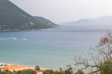 Panoramic Sunset view of village of Vasiliki at Lefkada, Ionian Islands, Greece