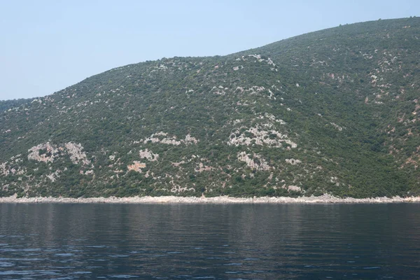 Lefkada, İyon Adaları, Yunanistan 'ın kıyı şeridinin inanılmaz panoramik manzarası