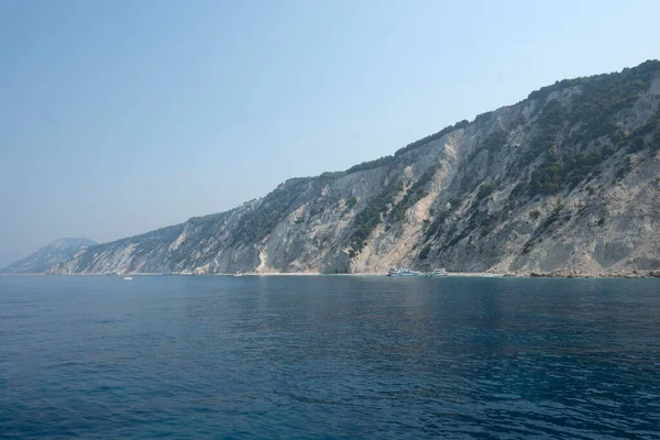 Lefkada, İyon Adaları, Yunanistan 'ın kıyı şeridinin inanılmaz panoramik manzarası