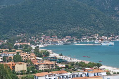 Panoramic Sunset view of village of Vasiliki at Lefkada, Ionian Islands, Greece