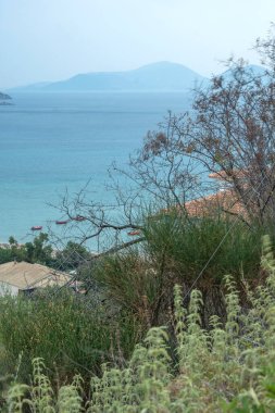 Panoramic Sunset view of village of Vasiliki at Lefkada, Ionian Islands, Greece