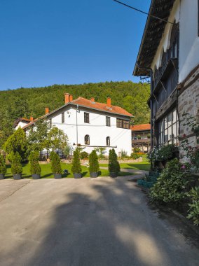Sırbistan 'ın Ortaçağ Temski manastırının panoramik manzarası Aziz George, Pirot Bölgesi
