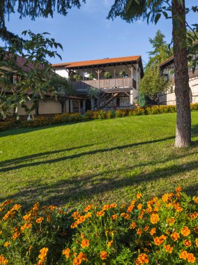 Sırbistan 'ın Ortaçağ Temski manastırının panoramik manzarası Aziz George, Pirot Bölgesi