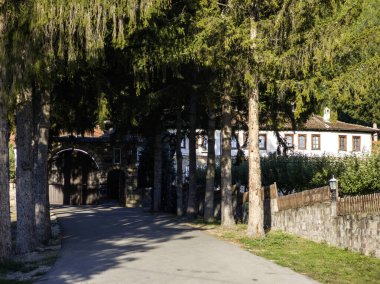 Sırbistan 'ın Ortaçağ Temski manastırının panoramik manzarası Aziz George, Pirot Bölgesi