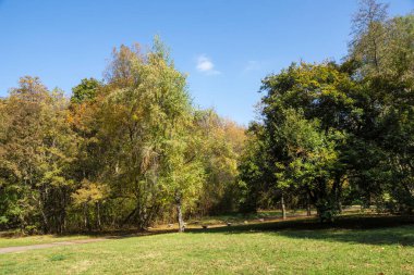 Bulgaristan 'ın Sofya kentindeki South Park' ın Muhteşem Sonbahar Manzarası