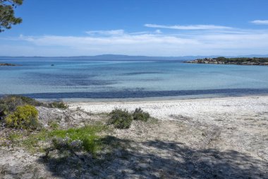 Karydi Sahili yakınlarındaki Sithonia kıyı şeridi, Chalkidiki, Orta Makedonya, Yunanistan
