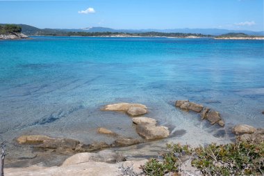 Karydi Sahili yakınlarındaki Sithonia kıyı şeridi, Chalkidiki, Orta Makedonya, Yunanistan