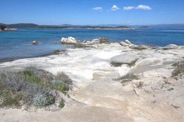 Karydi Sahili yakınlarındaki Sithonia kıyı şeridi, Chalkidiki, Orta Makedonya, Yunanistan
