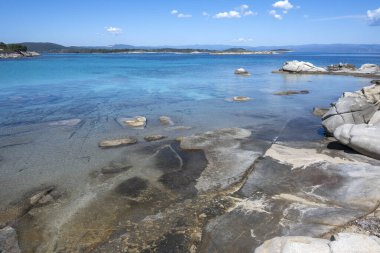 Karydi Sahili yakınlarındaki Sithonia kıyı şeridi, Chalkidiki, Orta Makedonya, Yunanistan