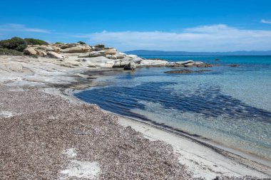 Karydi Sahili yakınlarındaki Sithonia kıyı şeridi, Chalkidiki, Orta Makedonya, Yunanistan