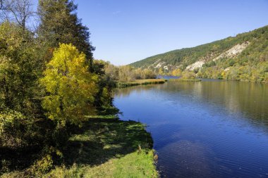 Pancharevo Gölü çevresindeki sonbahar manzarası, Sofya şehir bölgesi, Bulgaristan